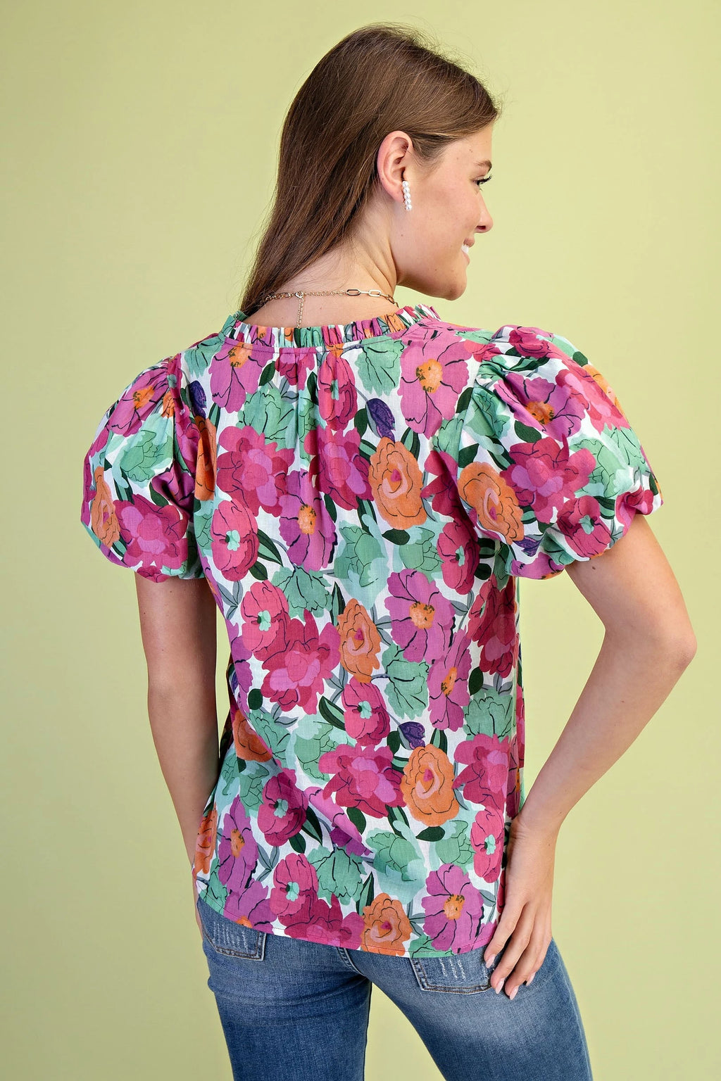 Vibrant Floral Print Blouse (Plus Size)
