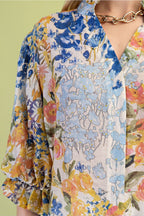 Floral Printed Top with Balloon Sleeves (Plus Size)