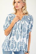 Short Sleeve Top with Smocking on Front and Back