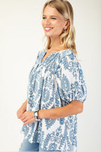 Short Sleeve Top with Smocking on Front and Back