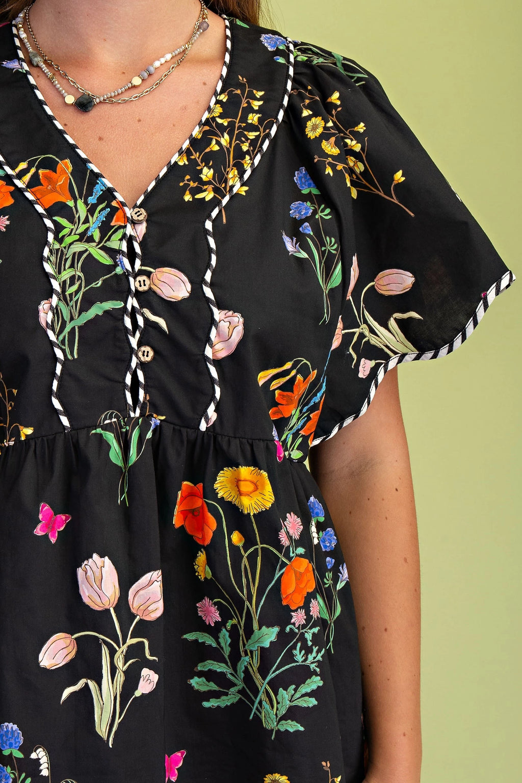 Floral Print V-Neck Top