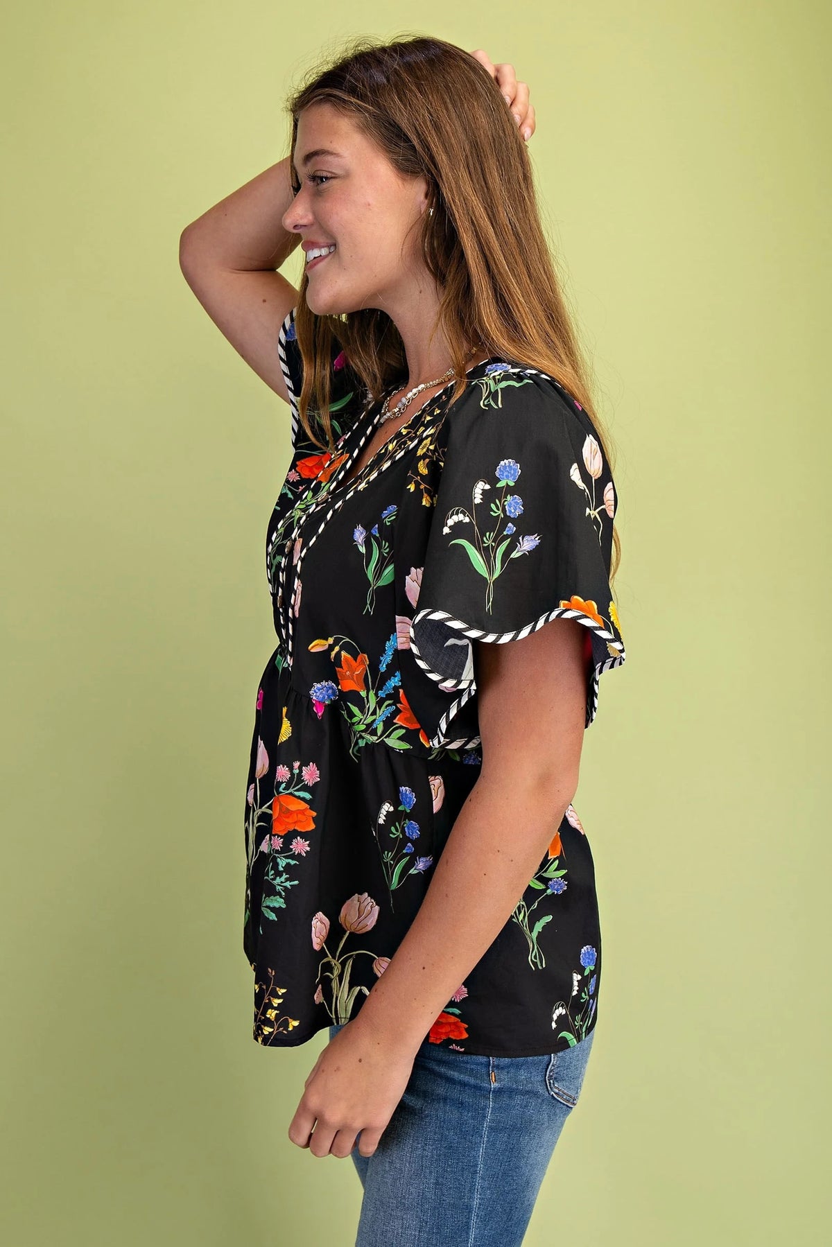 Floral Print V-Neck Top