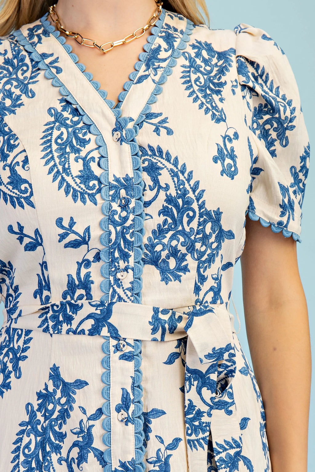 Short Sleeve Button Down Floral Dress