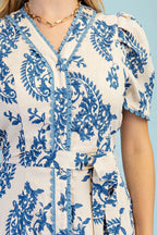 Short Sleeve Button Down Floral Dress