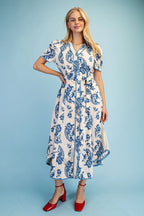 Short Sleeve Button Down Floral Dress