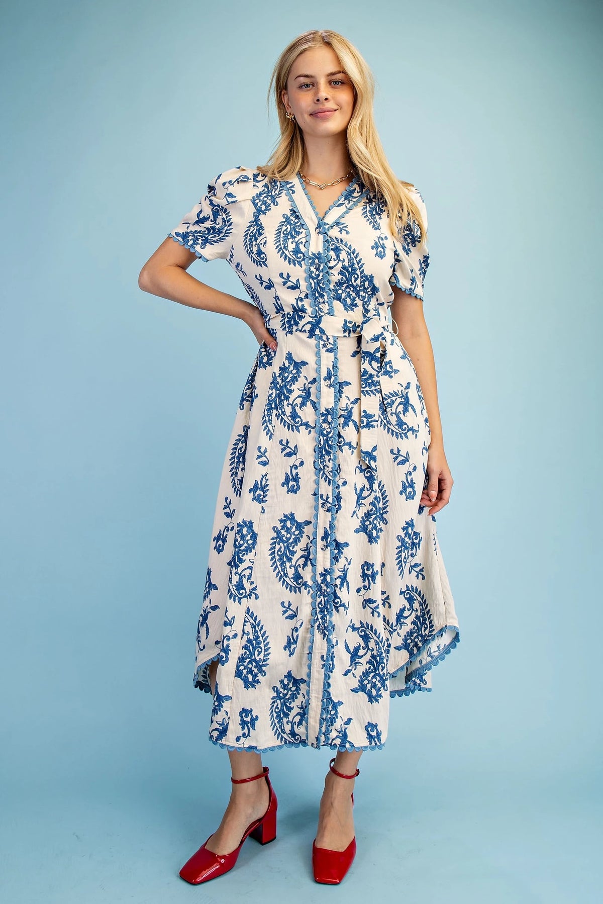 Short Sleeve Button Down Floral Dress