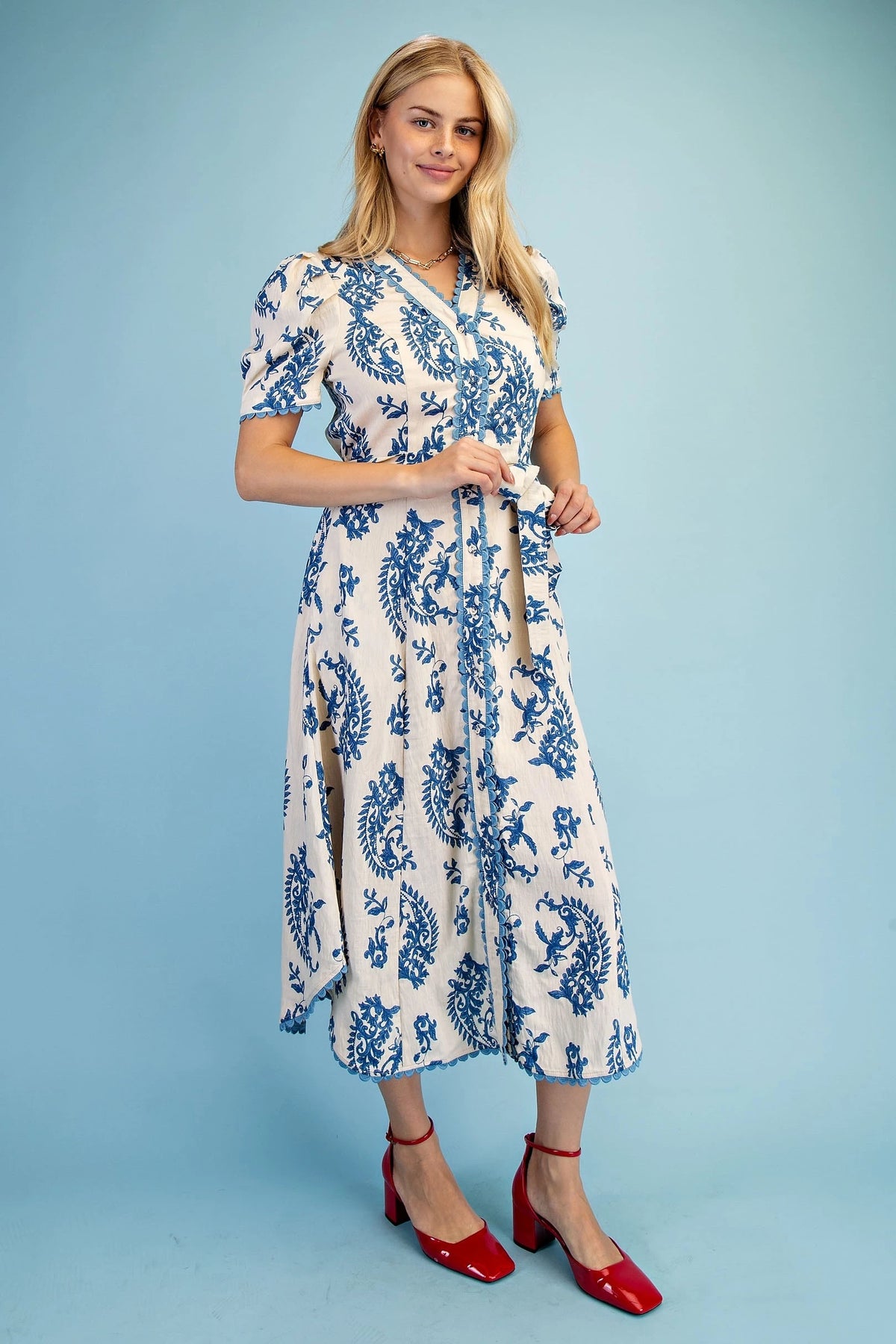 Short Sleeve Button Down Floral Dress