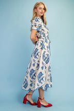Short Sleeve Button Down Floral Dress