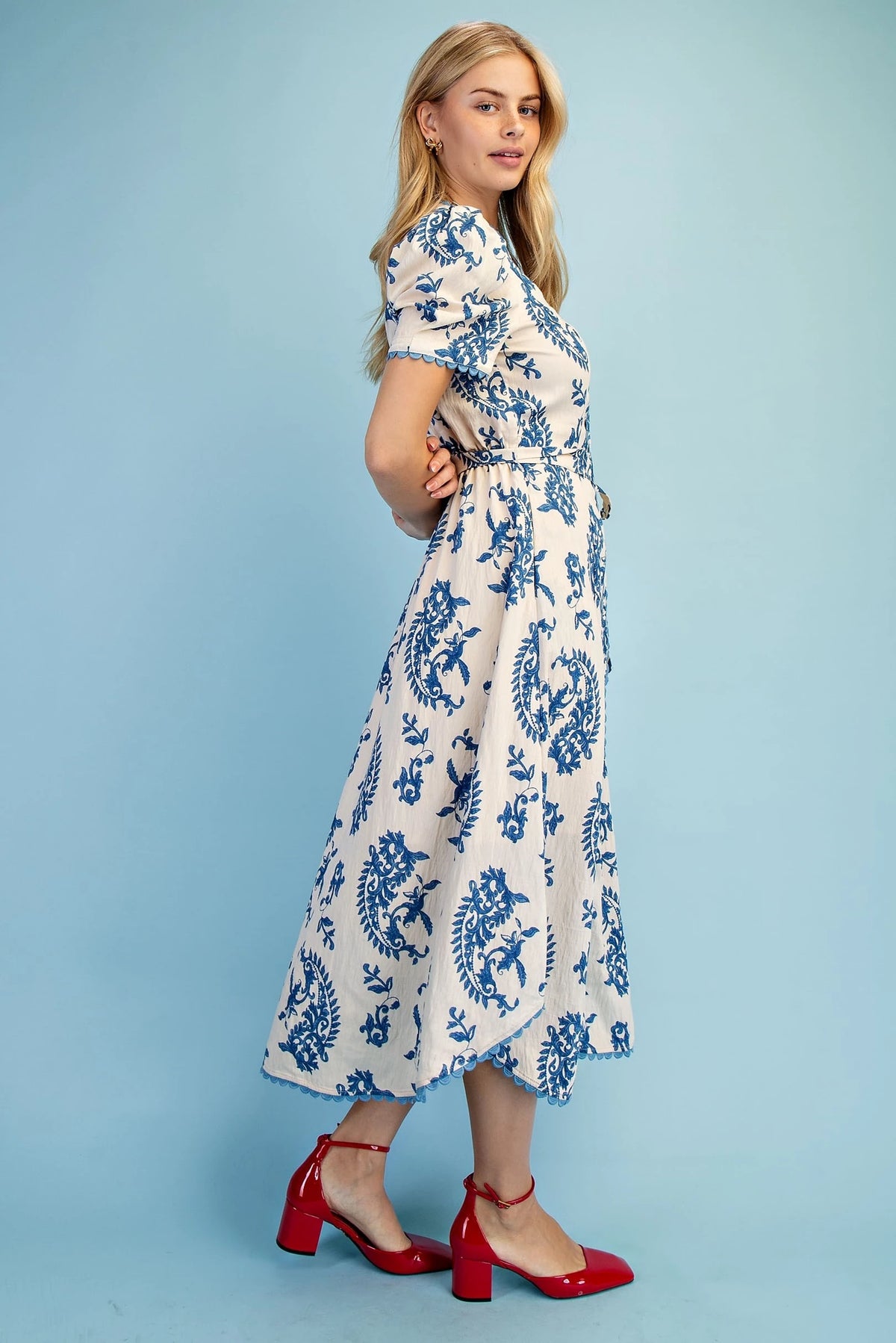 Short Sleeve Button Down Floral Dress