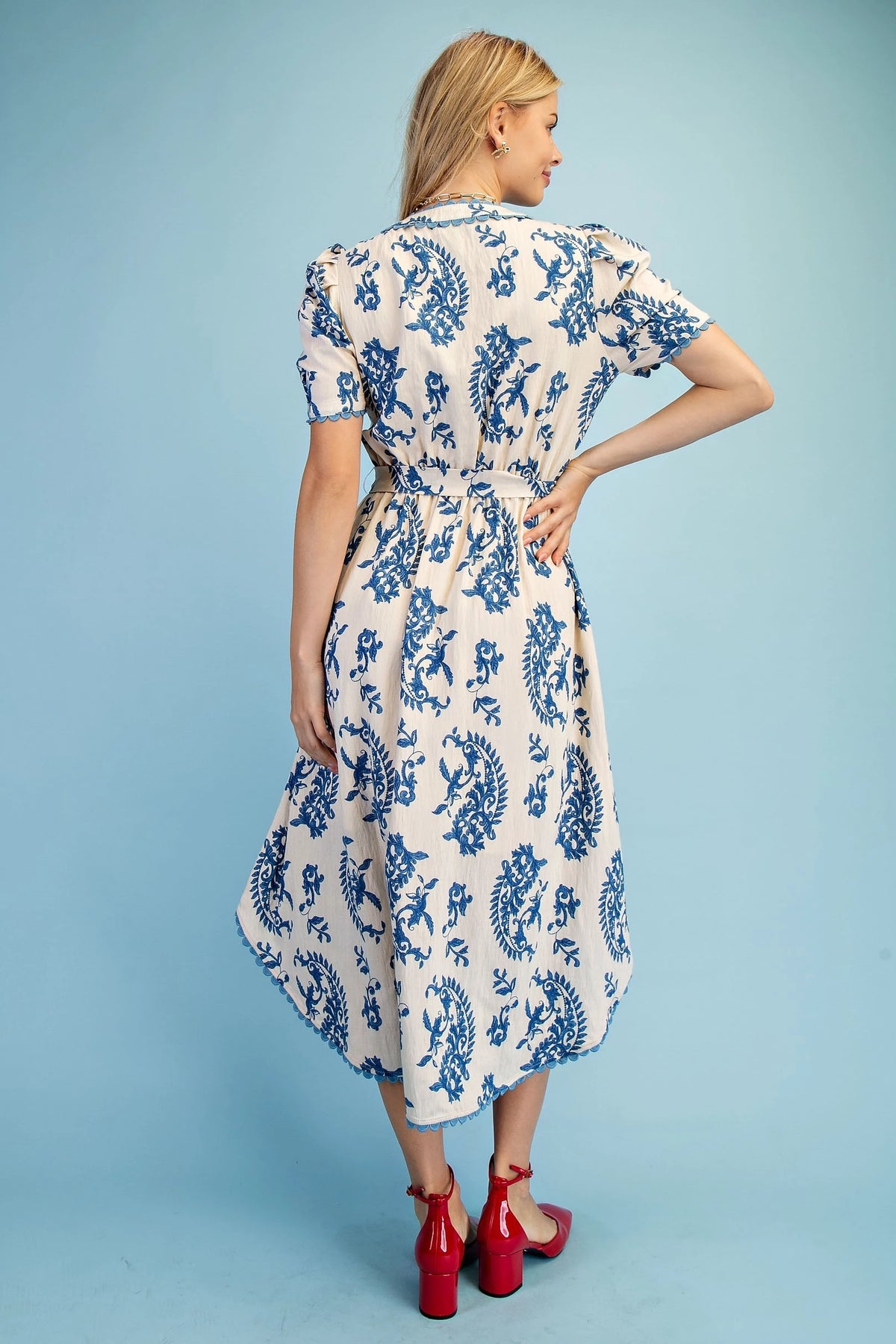 Short Sleeve Button Down Floral Dress