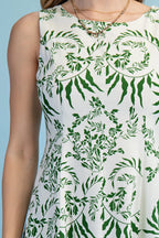 Printed Sleeveless Fit and Flare Midi Dress