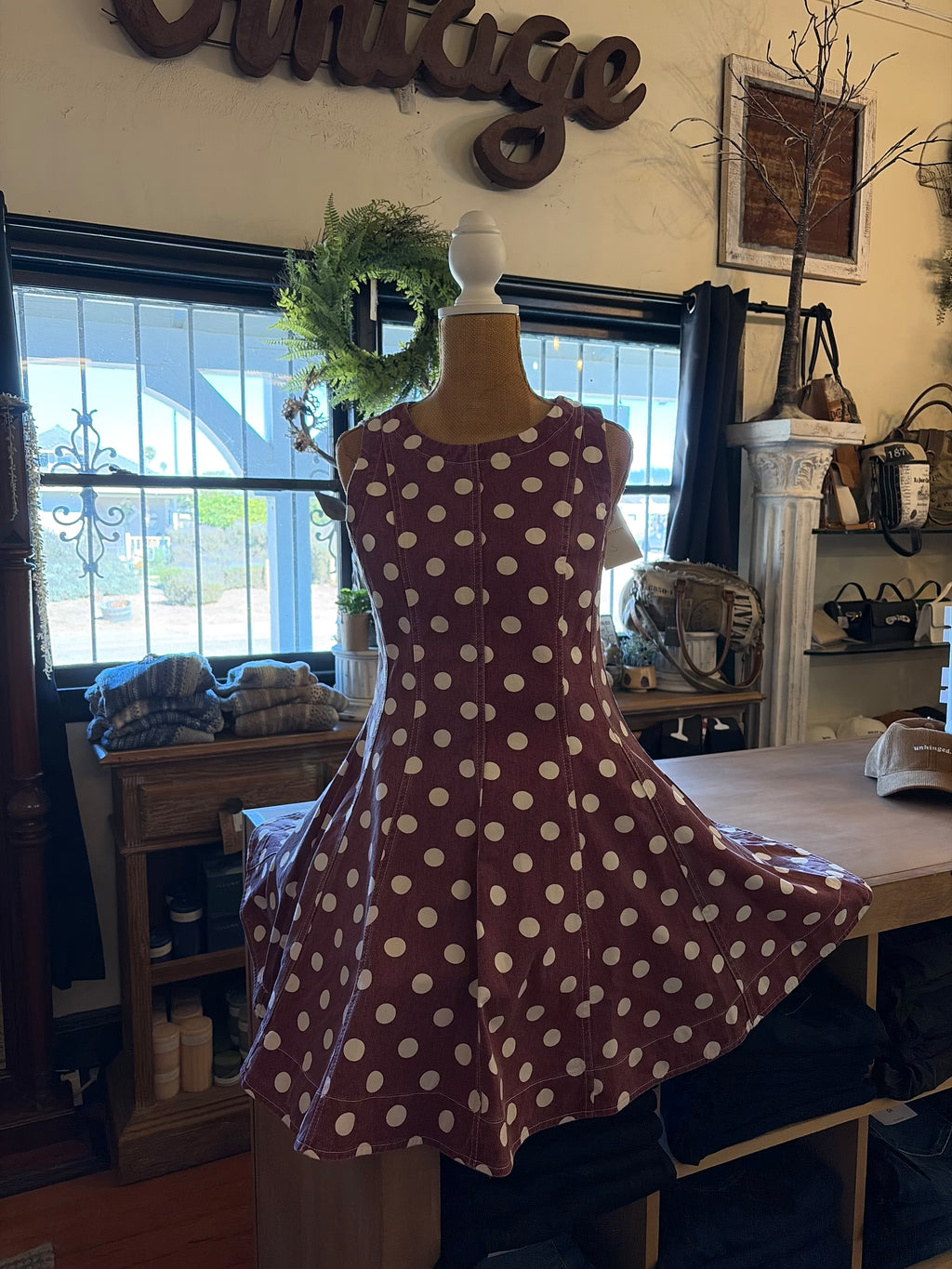 Polka Dot Back Zipper Mini Dress