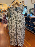 Floral Printed Enzyme Washed Overall Pants