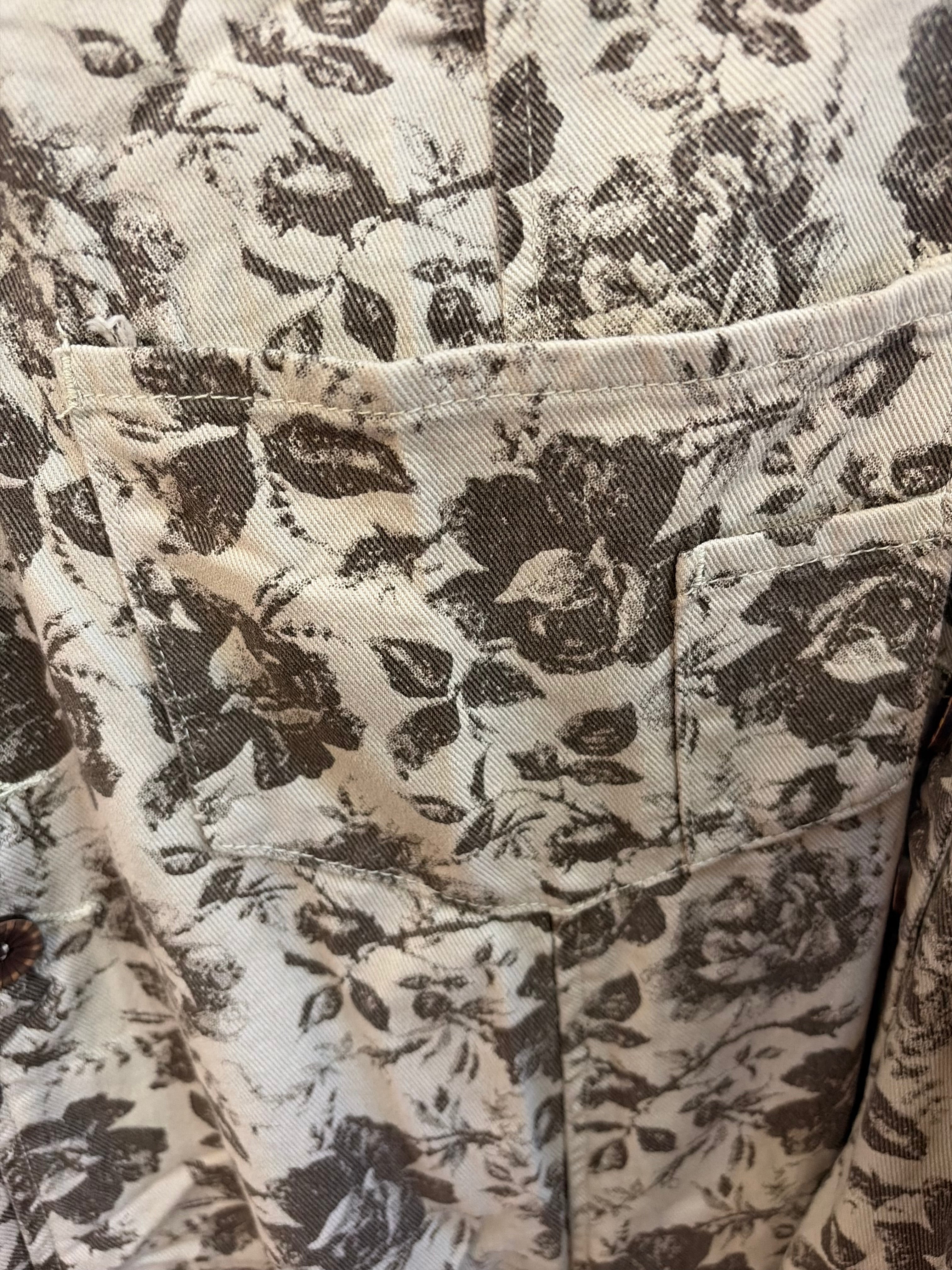 Floral Printed Enzyme Washed Overall Pants