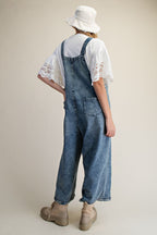 Washed Denim Loose Fit Overalls