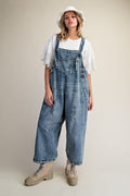 Washed Denim Loose Fit Overalls