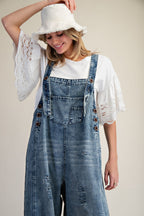 Washed Denim Loose Fit Overalls