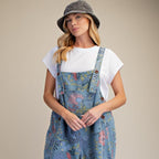 Floral Printed Vintage Washed Overalls/Jumpsuit