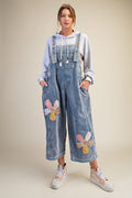 Flower Patch Washed Corduroy Denim Overalls