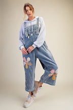 Flower Patch Washed Corduroy Denim Overalls