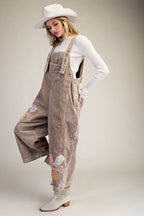 Flower Patch Washed Corduroy Denim Overalls