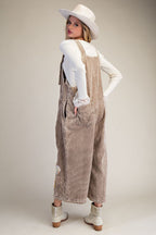 Flower Patch Washed Corduroy Denim Overalls