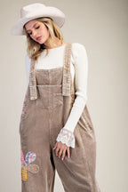 Flower Patch Washed Corduroy Denim Overalls