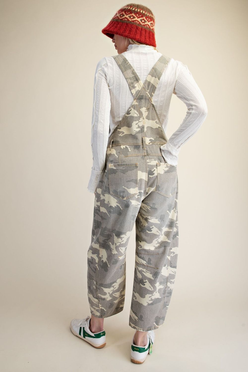 Camo Printed Twill Overall Jumpsuit