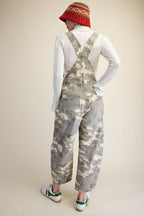 Camo Printed Twill Overall Jumpsuit