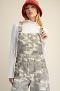 Camo Printed Twill Overall Jumpsuit