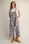 Polka Dots Print Enzyme Washed Twill Overall