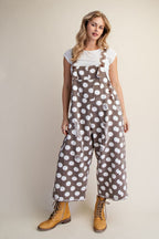 Polka Dots Print Enzyme Washed Twill Overall