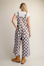 Polka Dots Print Enzyme Washed Twill Overall