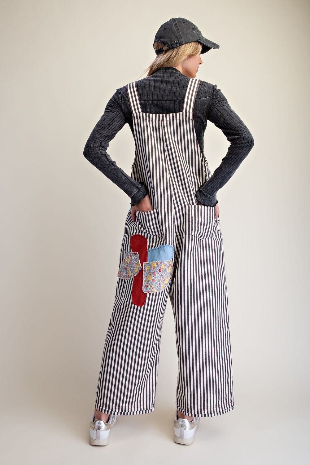 Striped Washed Twill Overalls