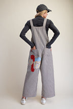 Striped Washed Twill Overalls