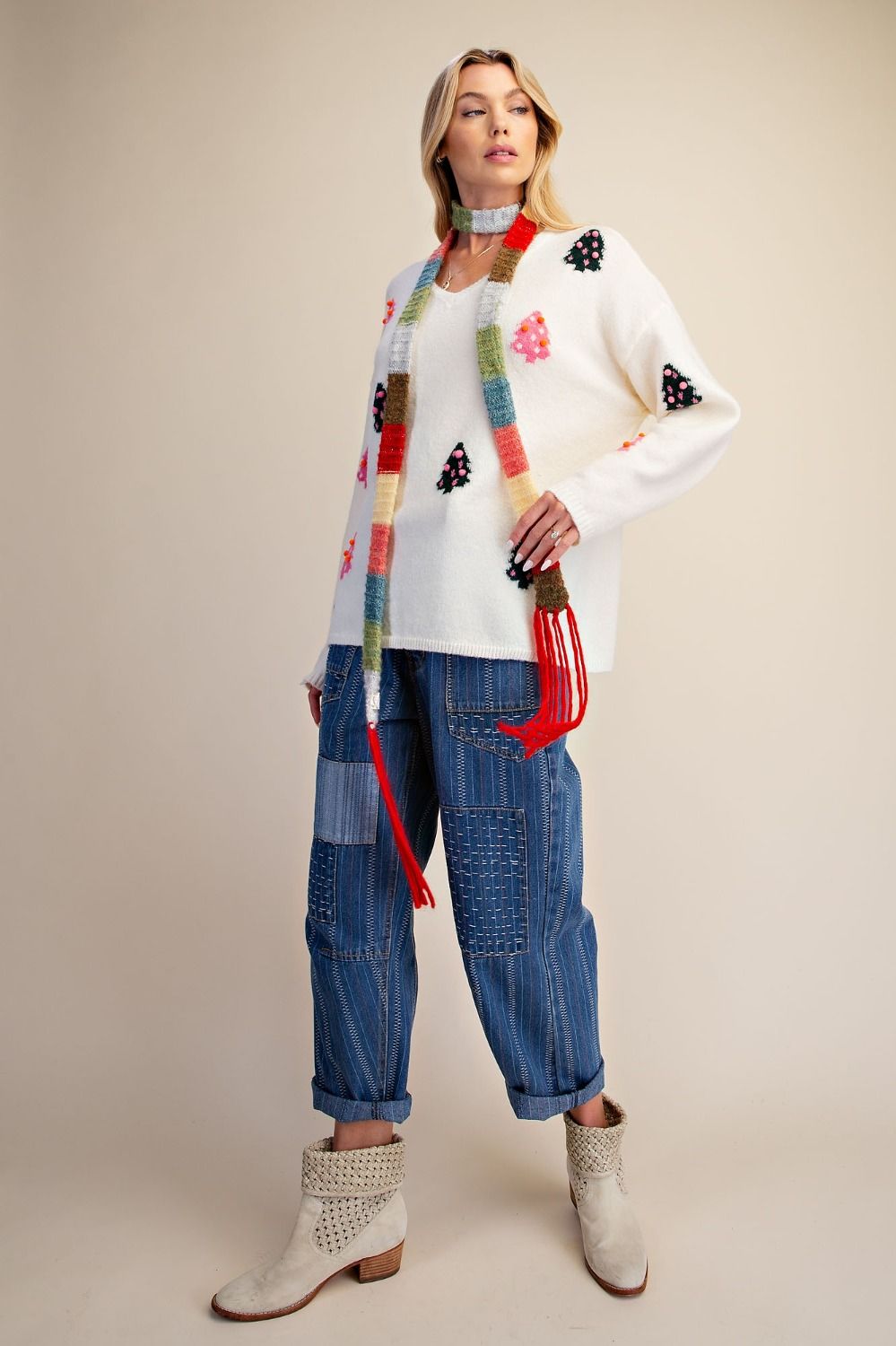Pom Pom Christmas Tree Knitted Sweater