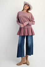 Baby Rib Twill Ruffle Bottom Washed Tunic