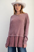 Baby Rib Twill Ruffle Bottom Washed Tunic