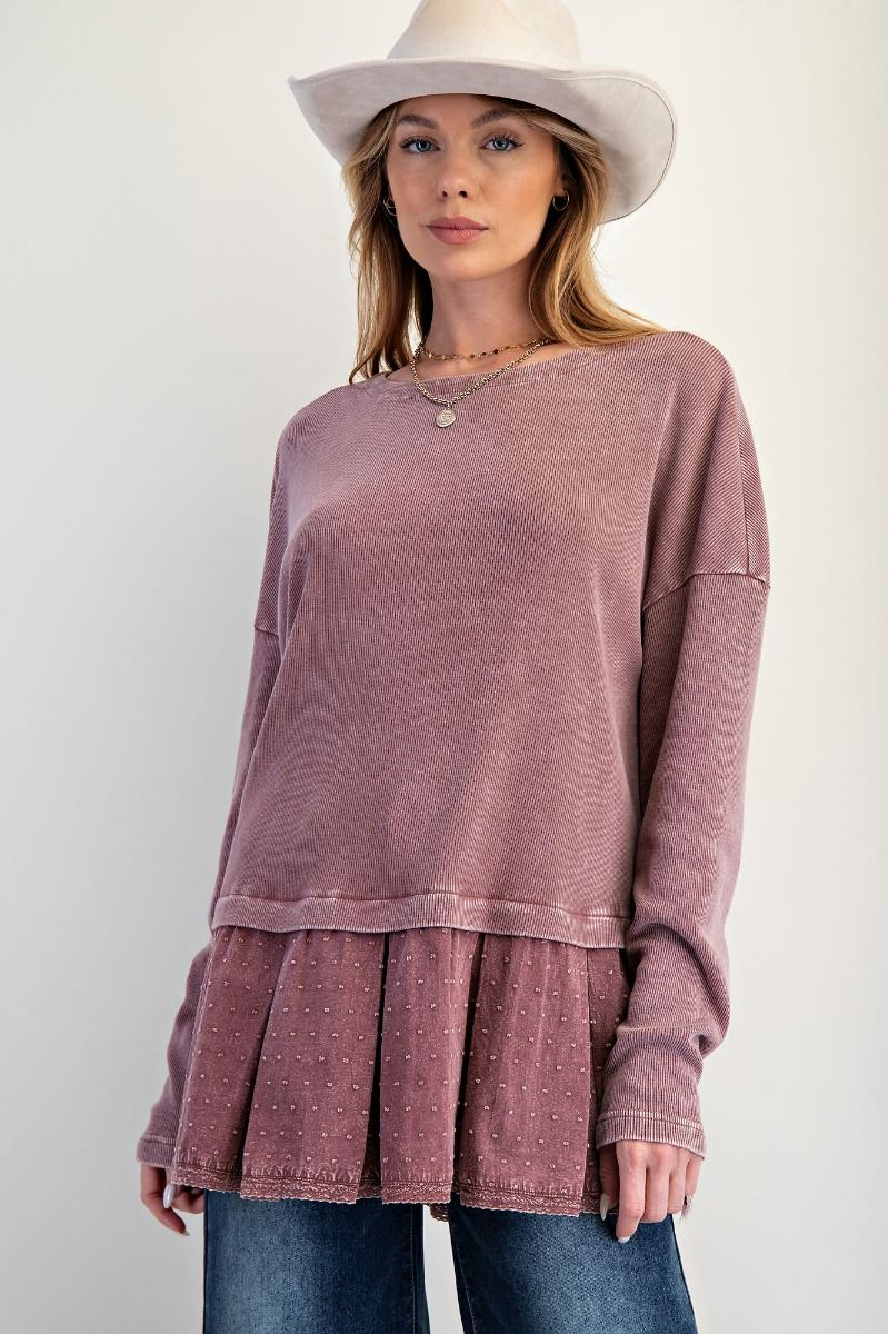 Baby Rib Twill Ruffle Bottom Washed Tunic