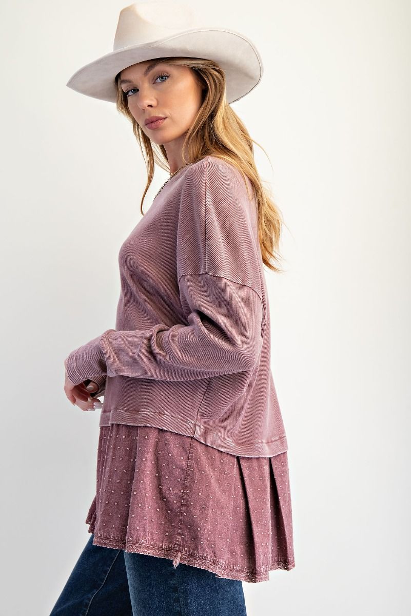 Baby Rib Twill Ruffle Bottom Washed Tunic