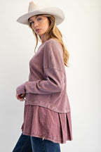 Baby Rib Twill Ruffle Bottom Washed Tunic
