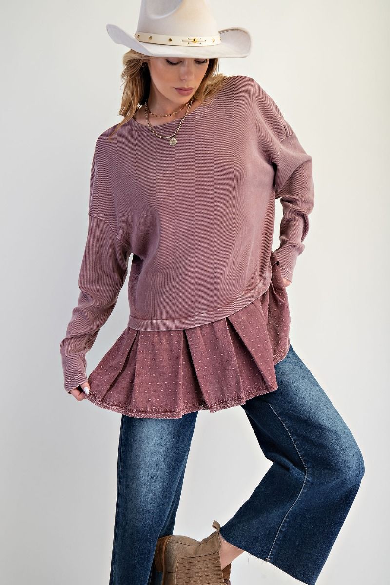 Baby Rib Twill Ruffle Bottom Washed Tunic
