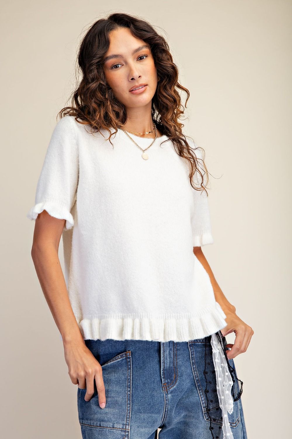 Short Sleeve Knitted Sweater