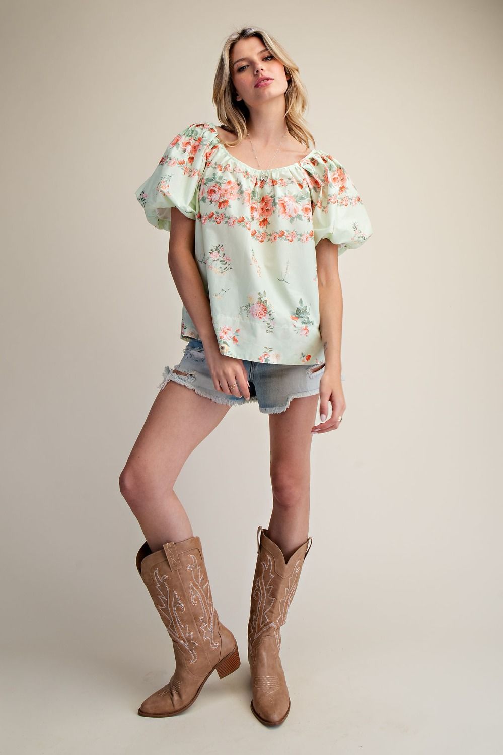 Floral Printed Poplin Top