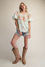 Floral Printed Poplin Top