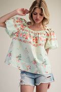 Floral Printed Poplin Top