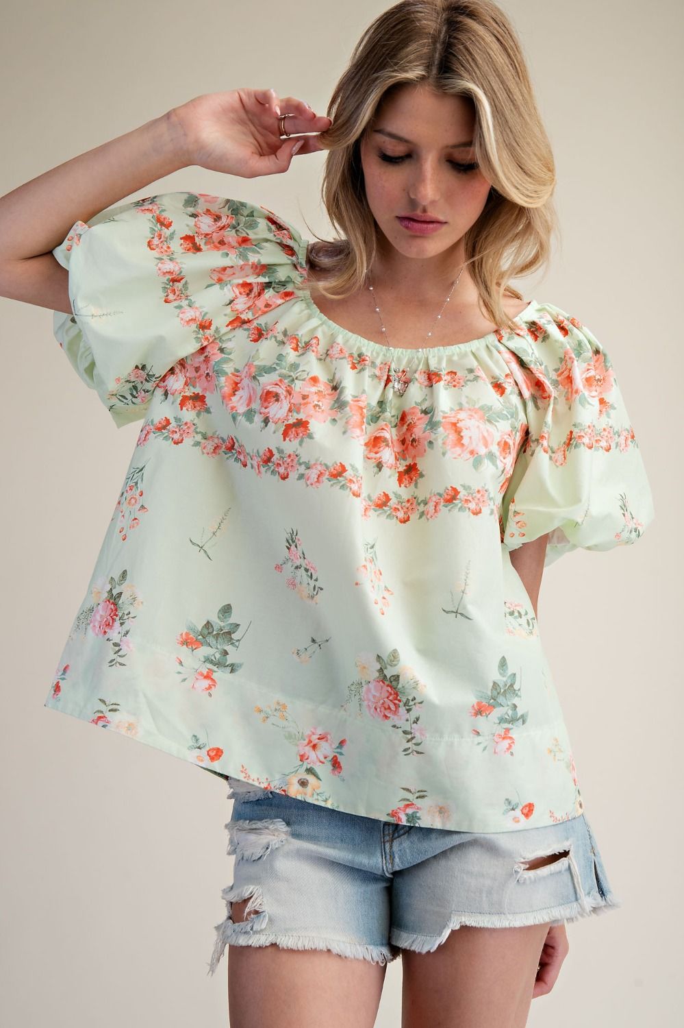 Floral Printed Poplin Top