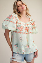 Floral Printed Poplin Top