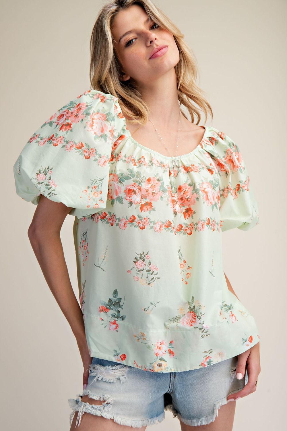 Floral Printed Poplin Top