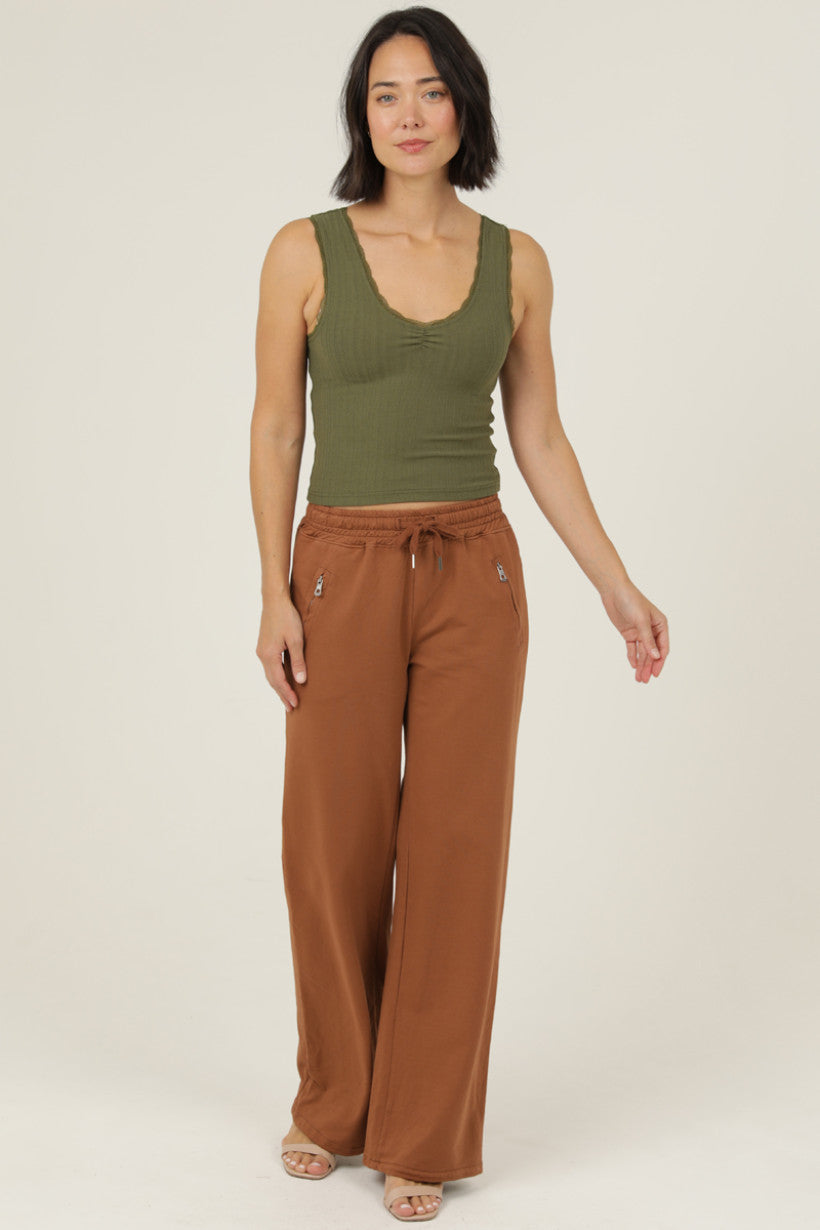 Women's Solid Wide Leg Pants